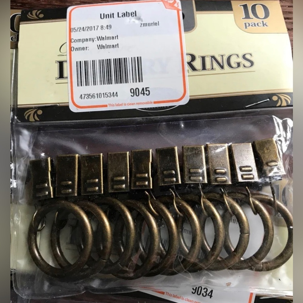 Decorative Drapery Rings Metal Pack 10